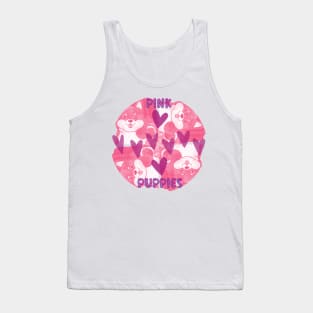 Pink Puppies Heart Tile Pattern Tank Top